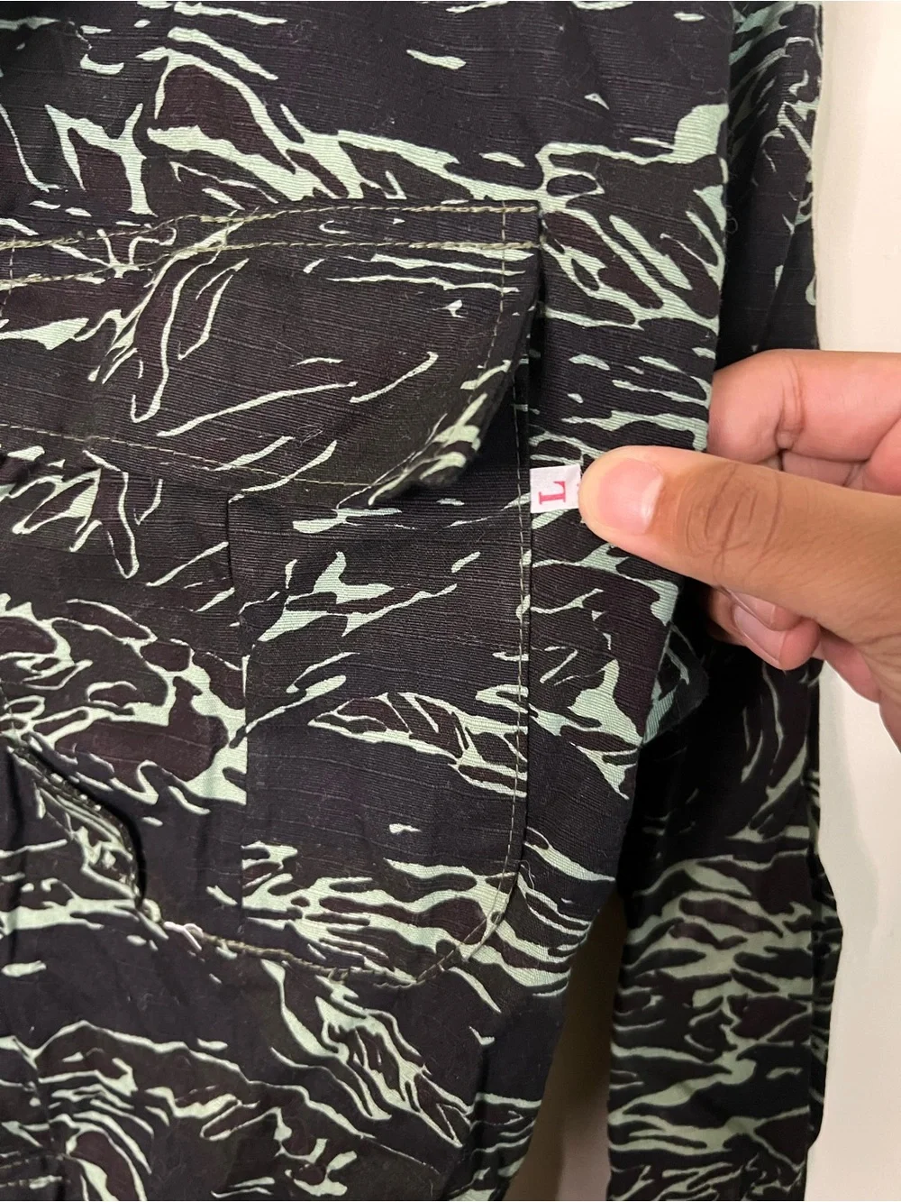 Vintage 80s Post Vietnam War Royal Thai Army "Shadow Tiger" Stripe Camo Shirt L - Picture 10 of 12